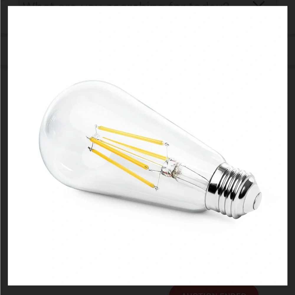 2 Pk Edison Dimmable 2700K Warm White Vintage Edison Light Bulb E26 Medium Base
